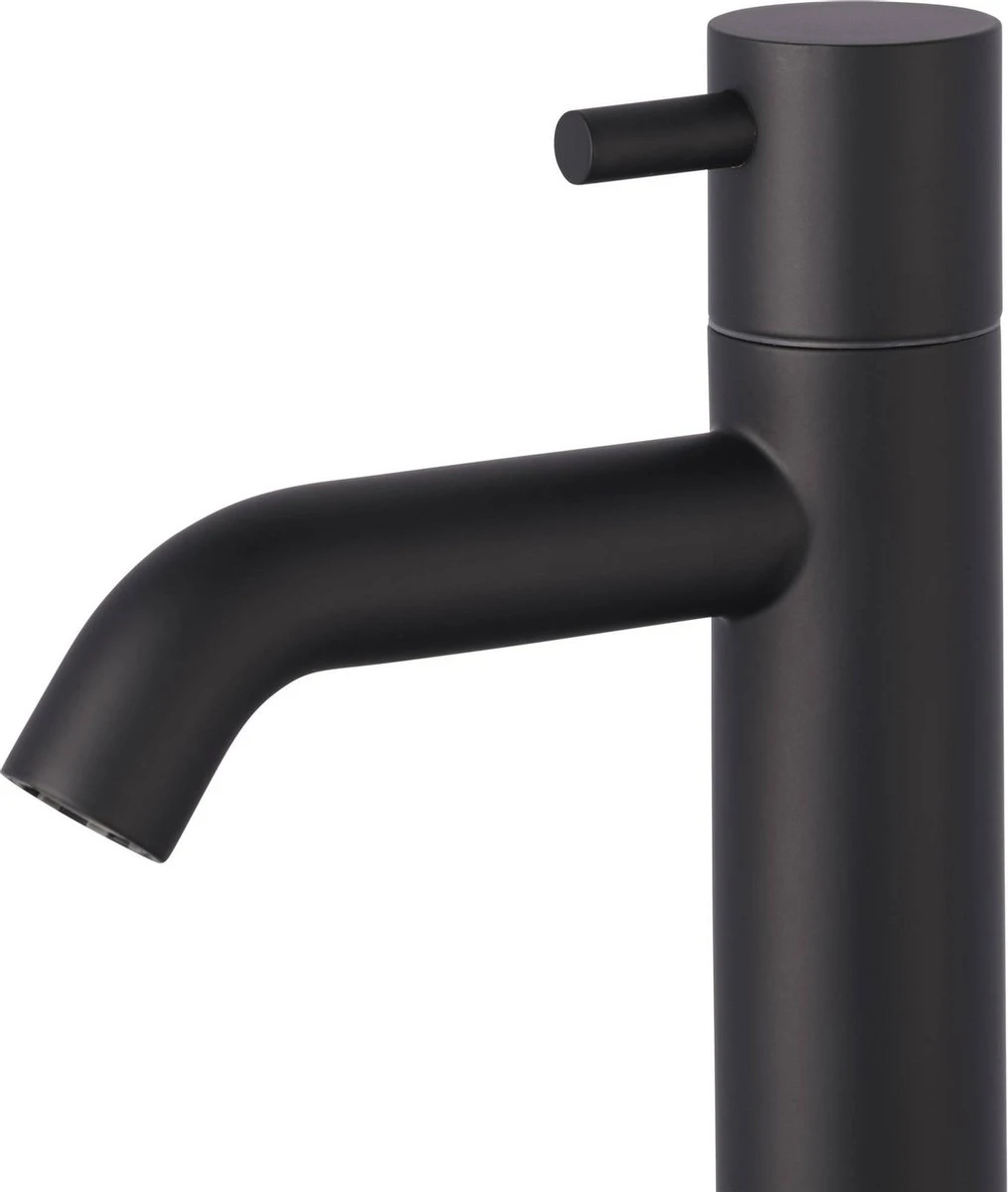 Merkloos Saqu Eurotrend Fonteinkraan - Hoog Model - Toiletkraan - Koudwaterkraan - Mat Zwart - Afbeelding 4