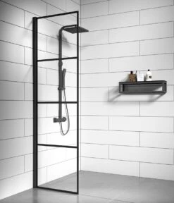 Badplaats Douchewand Essos 40 Cm X 200 Cm - Zwart – Inloopdouche 8 Mm Veiligheidsglas