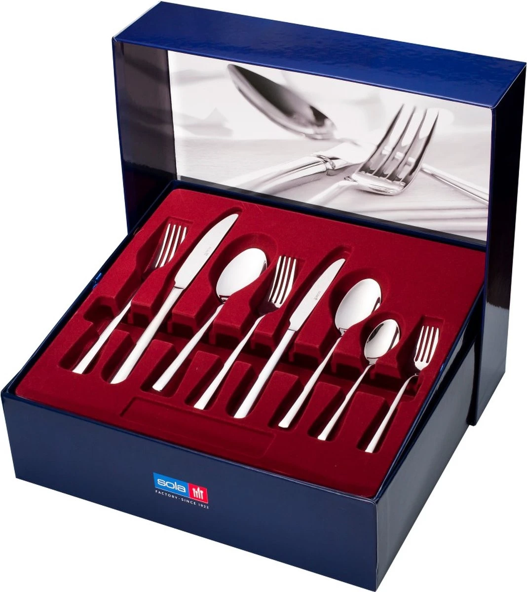 Sola Bestekset Luxor - Modern - 8 Persoons - 70 Delig - Zilverwit Edelstaal 18/10 - RVS - Zilver - Afbeelding 5