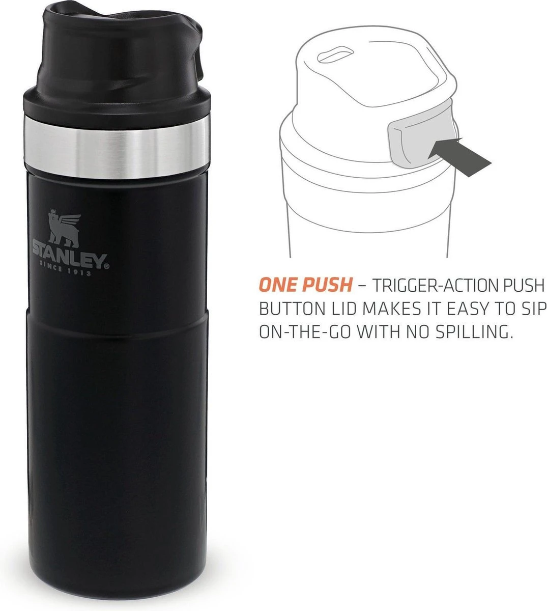 Stanley Trigger-Action Travel Mug 0.47L - Thermosfles - Matt Black - Afbeelding 3
