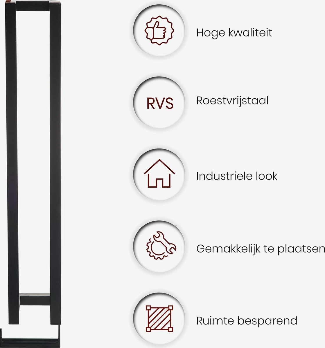 Homestic© - WC Rolhouder Zwart - Balto Industrieel Toiletrolhouder Zonder Boren - Robuuste Toiletrolhouder Met Opslag Voor WC Papier - 70x12x10 CM - Roestvrij Staal - Wit - Afbeelding 2