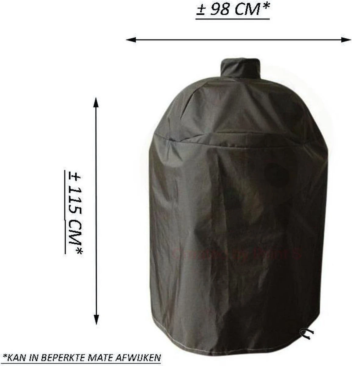 Merkloos Kamado BBQ Large Beschermhoes Cover Tot 25" Inch - Hoes Zwart Groot - O.a. Big Green Egg, Grill Guru, Kamado Joe Classic, Patton, The Bastard, Takumi, Tarrington House - Afbeelding 2