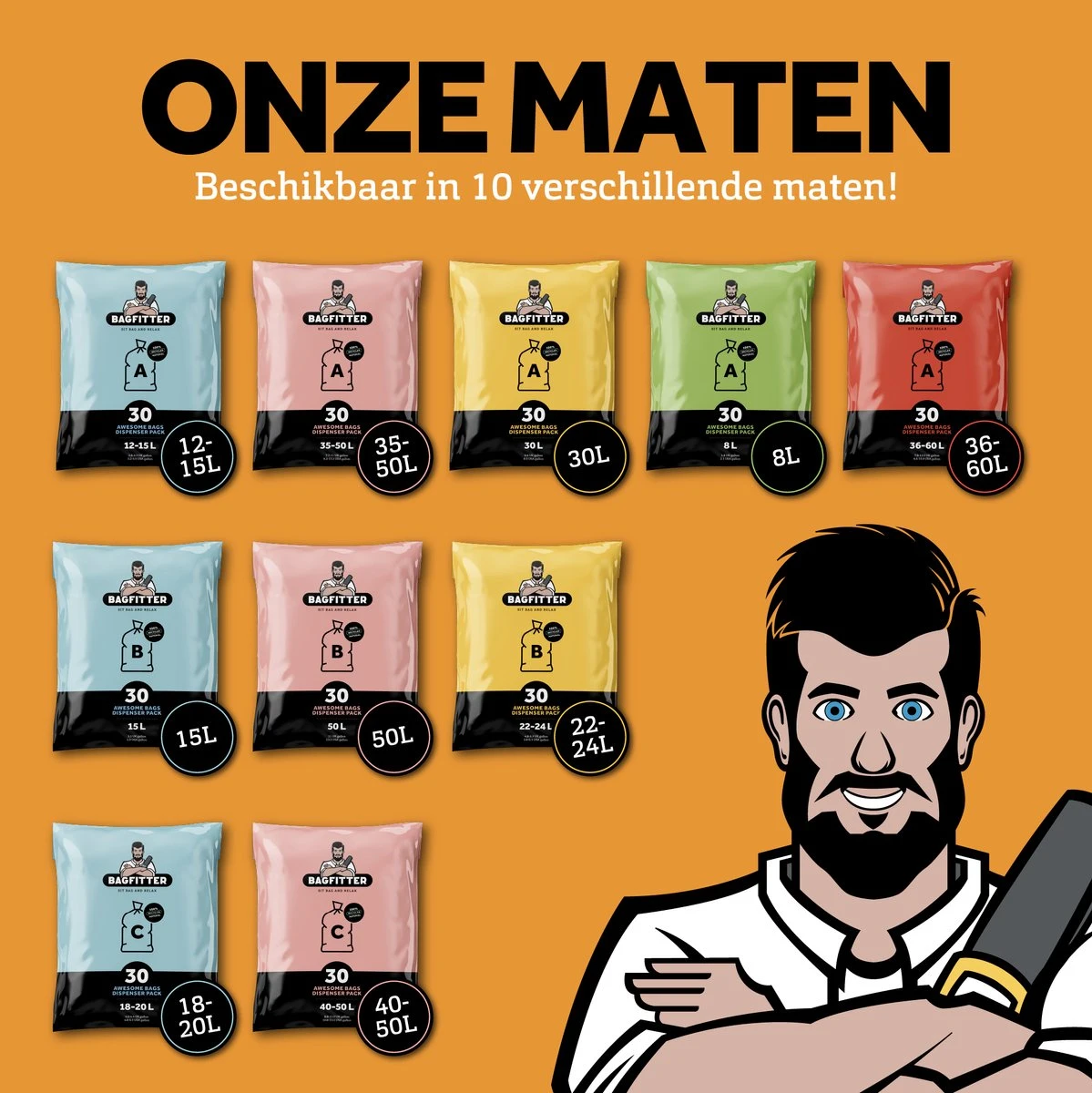 BagFitter Rood A 35L Tot 60L Vuilniszak Met Trekband Van 100% Gerecycled Plastic - 78cm X 50cm - 30 Stuks - 35-60 Liter - Vuilniszakken - Afvalzakken - Prullenbakzakken Geschikt Voor O.a. Homra Nexo - Afbeelding 6