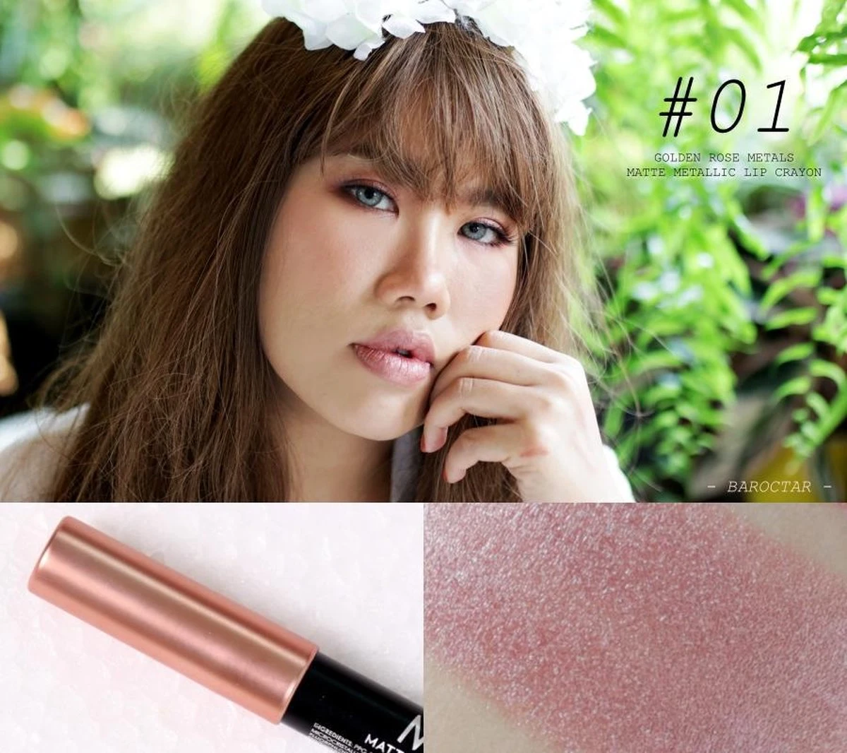 Golden Rose Metals Matte Metallic Lip Crayon 01 - Mat En Metallic Effect - Afbeelding 2