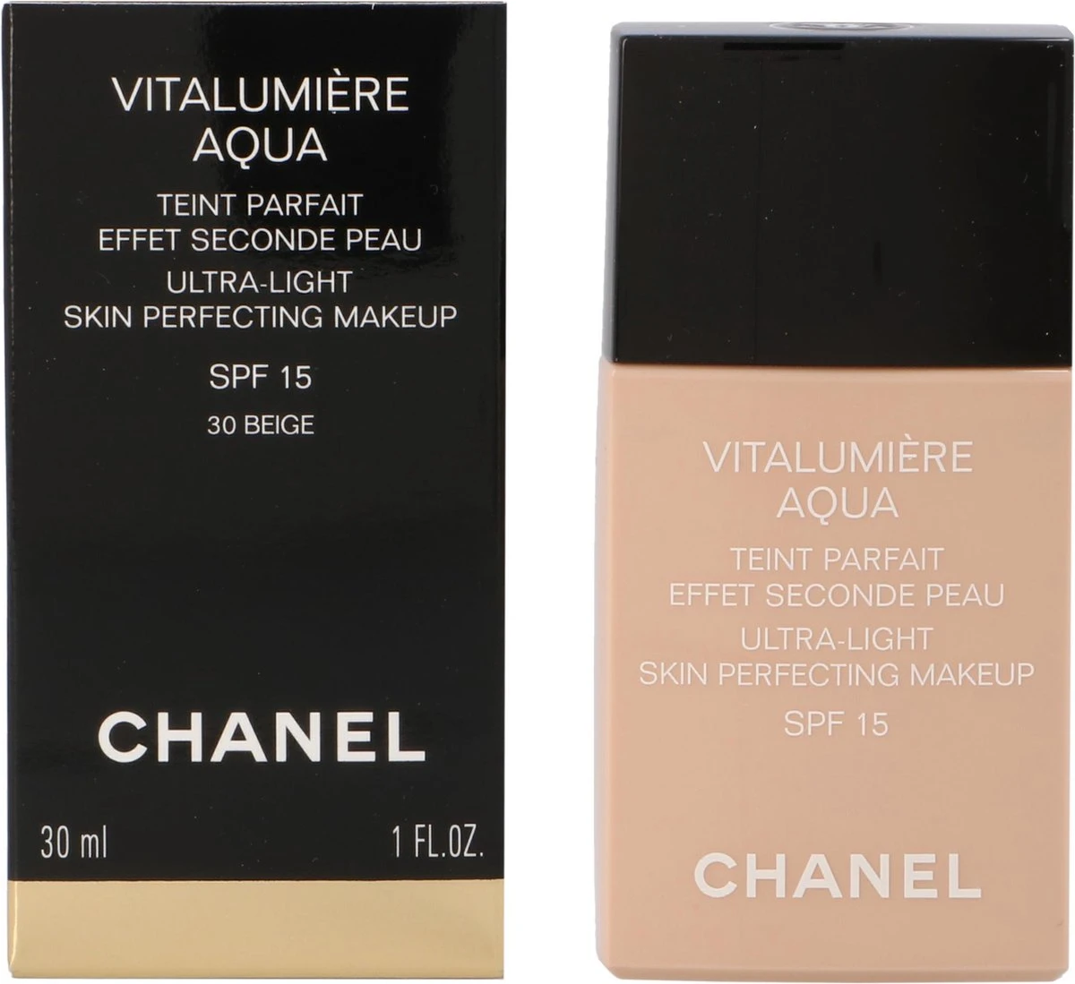 Chanel Vitalumiere Aqua Foundation - 30 Beige - SPF15 - 30 Ml - Afbeelding 3
