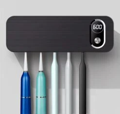 UV-Brush | Tandenborstelhouder Antibacterieel | Steriliserend UV Licht | Hangend | Zwart | Badkamer | Nieuw Model Met Ventilator