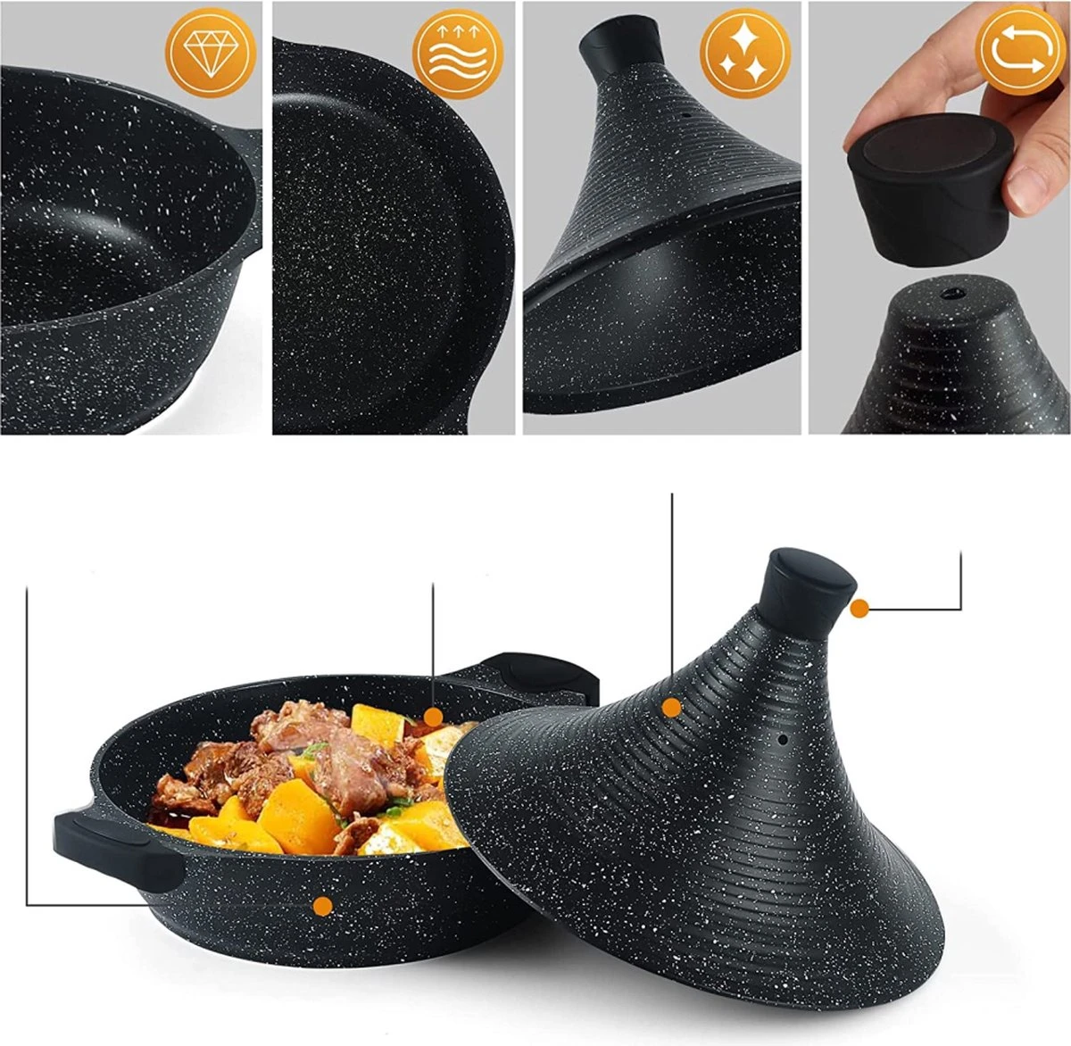 Aluminium Tajine Agadir XL 32 Cm- Geschikt Ook Voor Inductie - Afbeelding 3