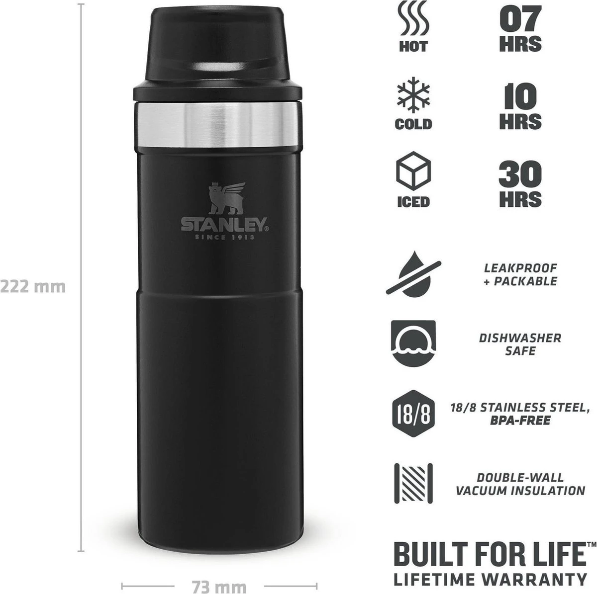 Stanley Trigger-Action Travel Mug 0.47L - Thermosfles - Matt Black - Afbeelding 6