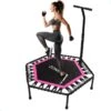 Zonovi Fitness Trampoline 250 Kilo – Mini Trampoline – Kleine Trampoline – Sport Trampoline – Met Elastieken – Zwart – Roze – 106 Cm – 42 Inch.