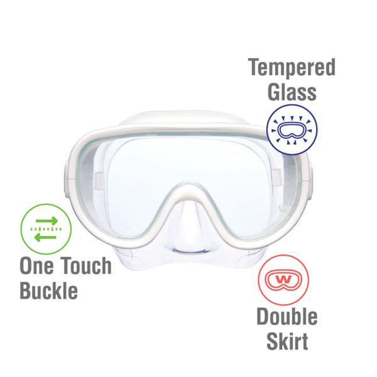 ReefTourer Snorkelmasker Duikbril Snorkelset RC-0105- Wit - Afbeelding 2