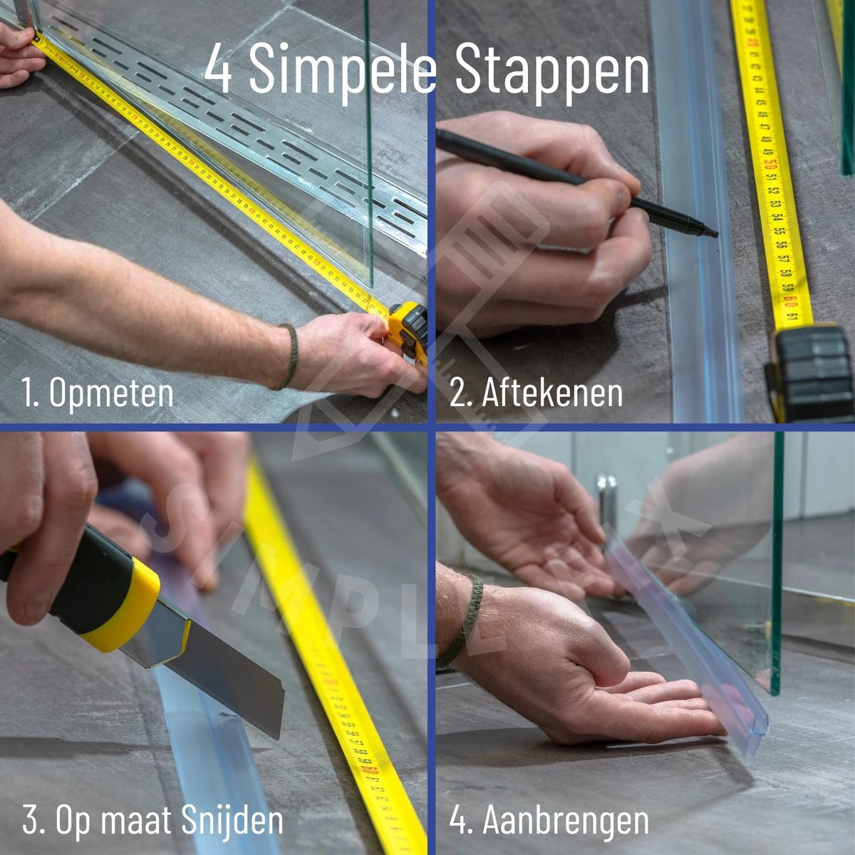 Simple Fix Lekstrip - Douchestrip - Waterkering - 80CM Lang - 6MM Glasdikte - Lekdorpel - Afbeelding 2