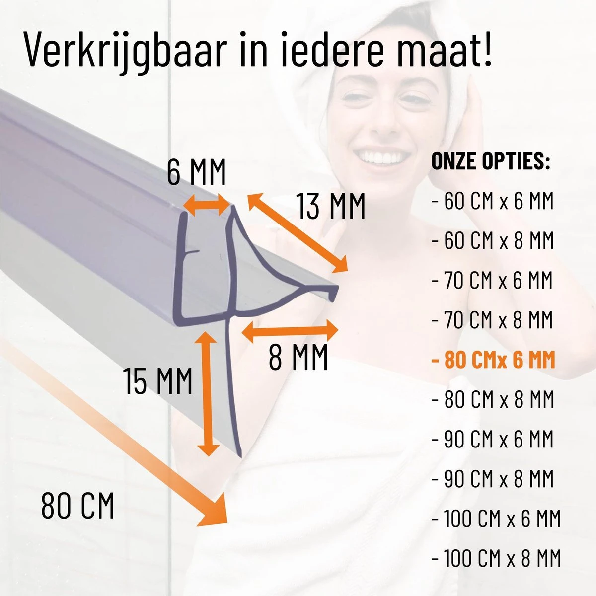 Simple Fix Lekstrip - Douchestrip - Waterkering - 80CM Lang - 6MM Glasdikte - Lekdorpel - Afbeelding 6