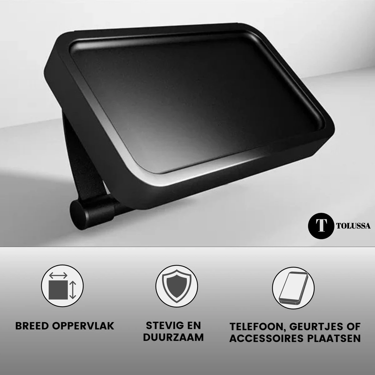 Tolussa Premium WC Rolhouder Zwart Met Plankje - Toiletrolhouder Zwart Met Plankje - Met En Zonder Boren - Afbeelding 7