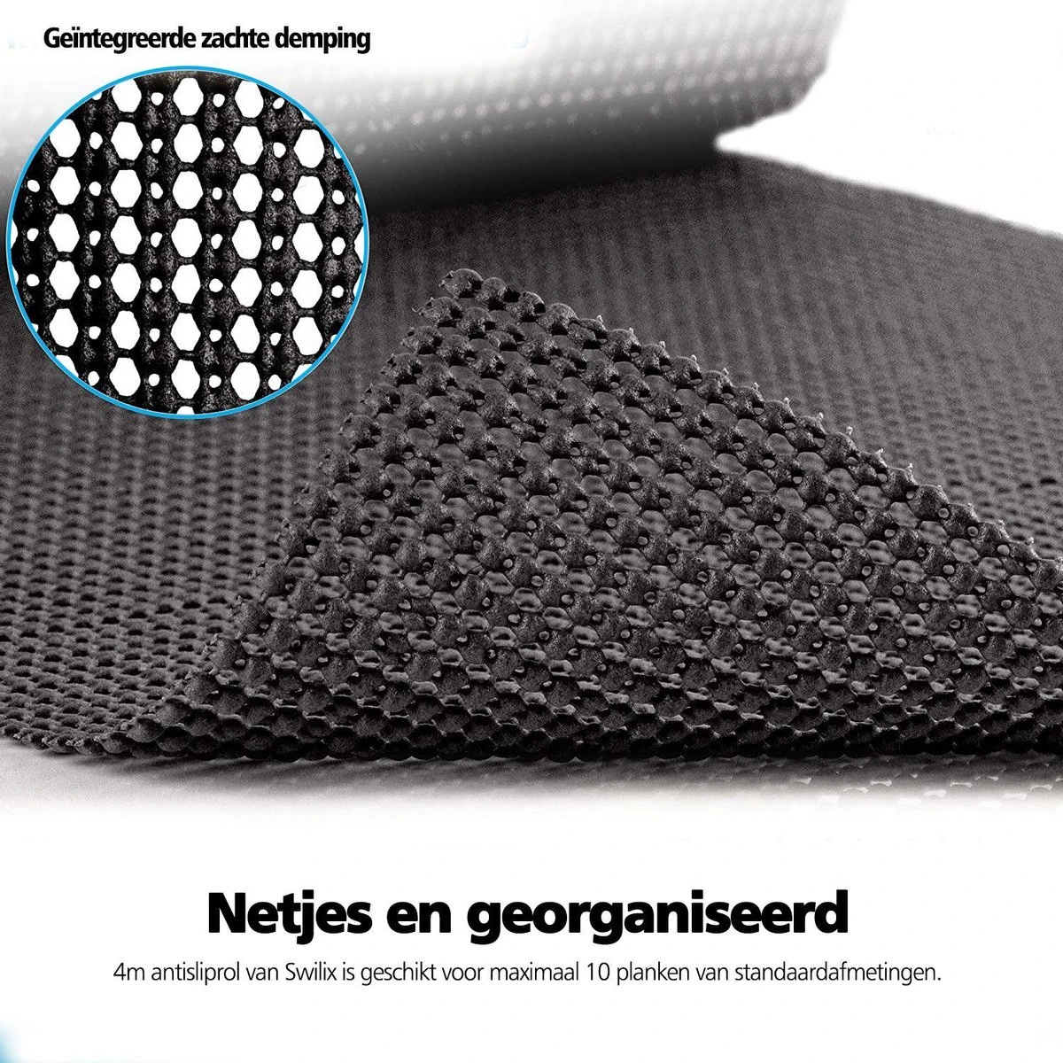 SWILIX ® Antislipmat Voor Kasten En Lades, Douchemat - Badkamermat - Badmat, Dienblad, Vloer - 4 Meter Rol - Anti Slip Mat - 400 X 30 Cm - Zwart - Afbeelding 2