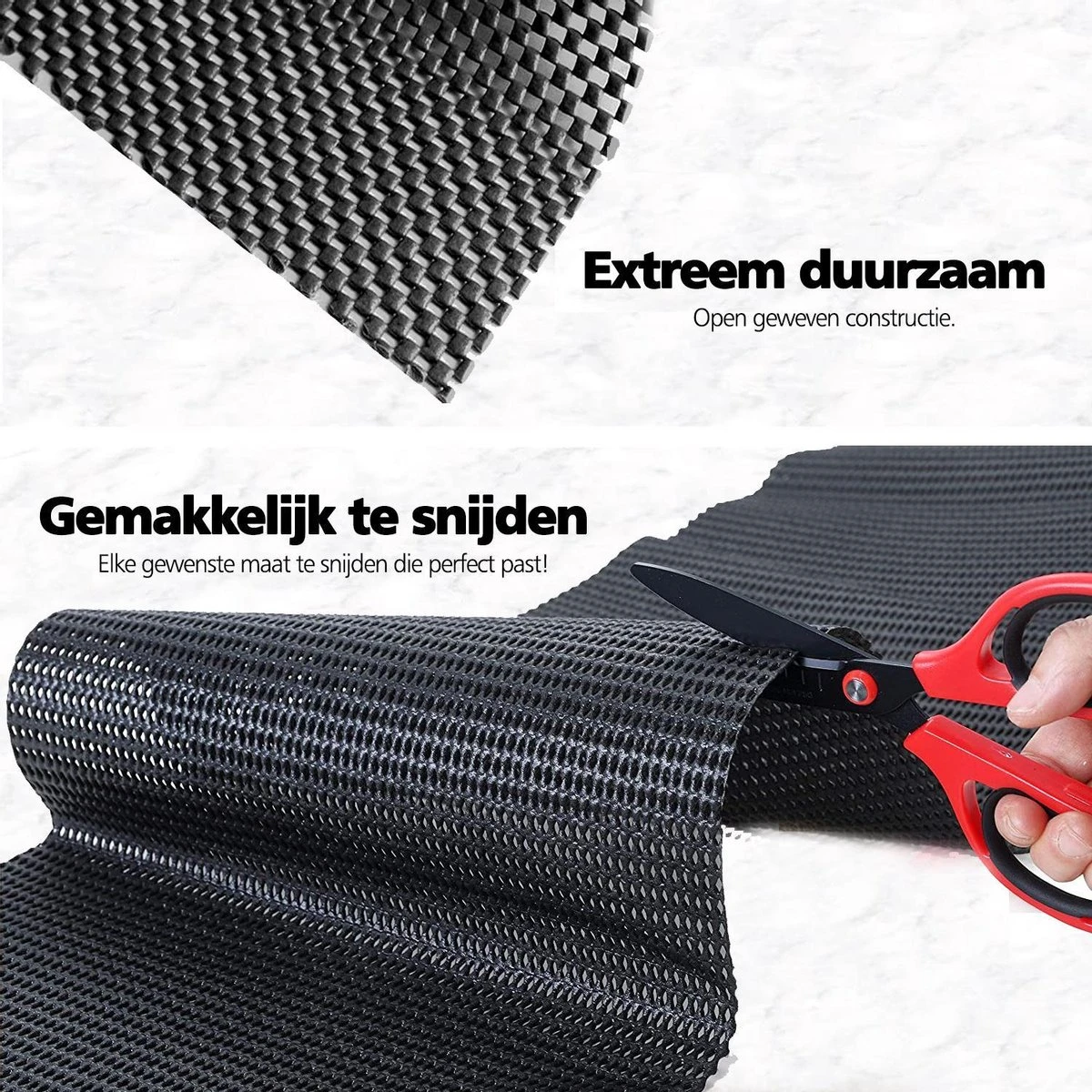 SWILIX ® Antislipmat Voor Kasten En Lades, Douchemat - Badkamermat - Badmat, Dienblad, Vloer - 4 Meter Rol - Anti Slip Mat - 400 X 30 Cm - Zwart - Afbeelding 6