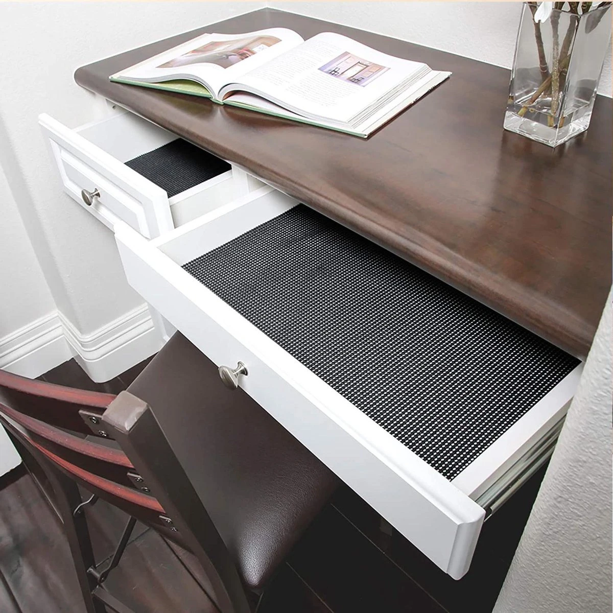 SWILIX ® Antislipmat Voor Kasten En Lades, Douchemat - Badkamermat - Badmat, Dienblad, Vloer - 4 Meter Rol - Anti Slip Mat - 400 X 30 Cm - Zwart - Afbeelding 8