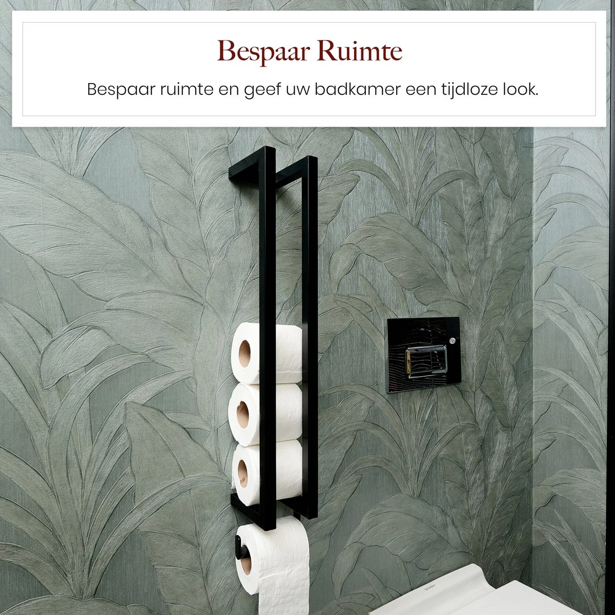 Homestic© - WC Rolhouder Zwart - Balto Industrieel Toiletrolhouder Zonder Boren - Robuuste Toiletrolhouder Met Opslag Voor WC Papier - 70x12x10 CM - Roestvrij Staal - Wit - Afbeelding 4