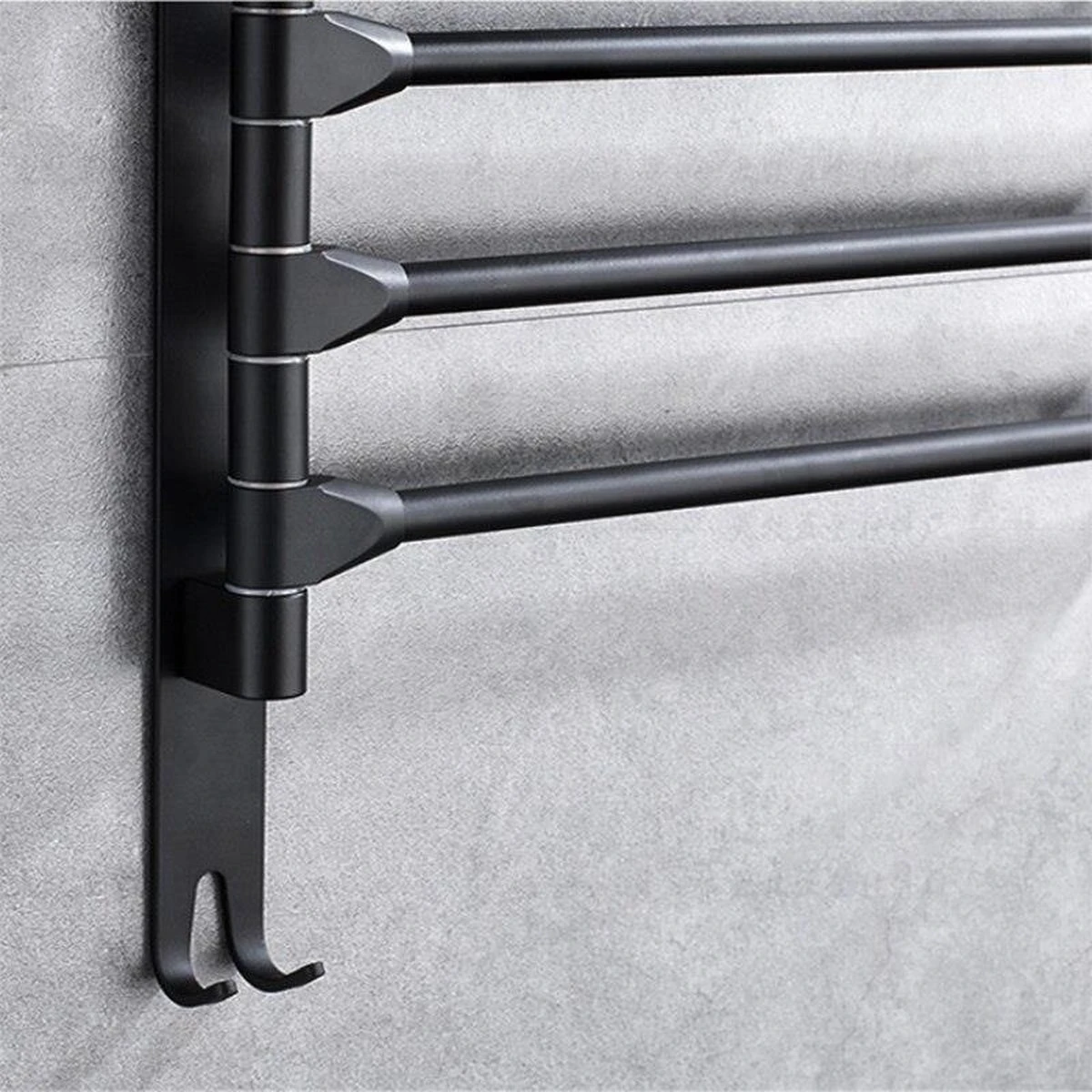 BOTC Handdoekrek - 5-armig Handdoekhouder - Handdoekstang - 180 Graden Verstelbaar - Badkamer - Zwart - Afbeelding 7