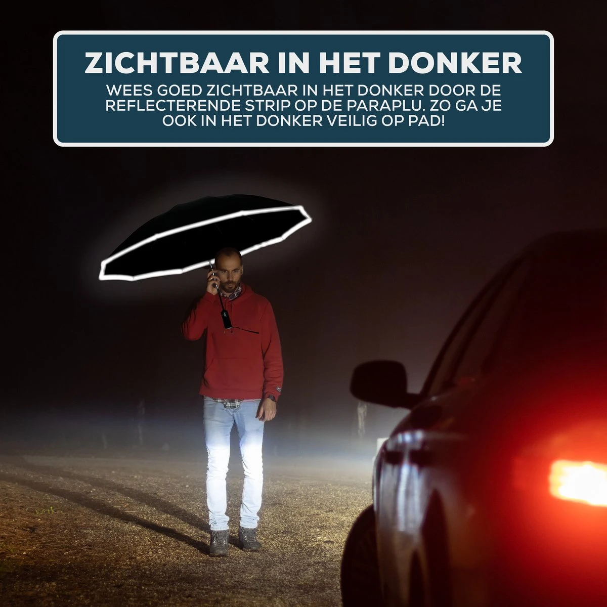 Stormparaplu - Opvouwbaar - 105 CM - Paraplu - Automatisch In En Uit Klapbaar - Stormbestendig Tot 140 Km/h - Luxe Beschermhoes - Afbeelding 4