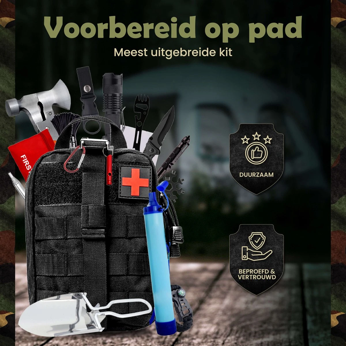 WILDGEAR® Survival Kit 35-delige Survival Set – Noodpakket – Overlevingspakket – Survival Armband – Survival Kit Outdoor – Survival Tool – Survival Kit Combat – Survival Kit Kinderen – Survival Kit Bushcraft – Survival Mes – Survival - Afbeelding 2