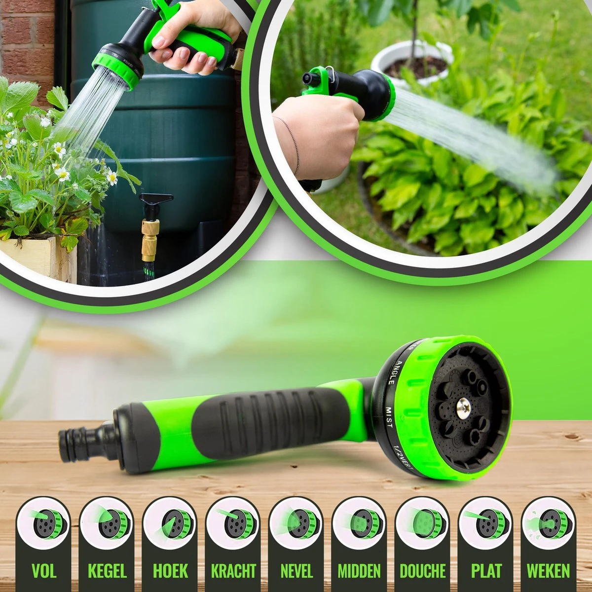 MD-Goods ® Super Sterk Uitrekbare Tuinslang Tot 30 Meter + GRATIS Tas En Koppelstuk - Tuinsproeier - Tuin Besproeien - Waterslang - Sproeikop - Groen - Flexibel Elastisch - Afbeelding 3
