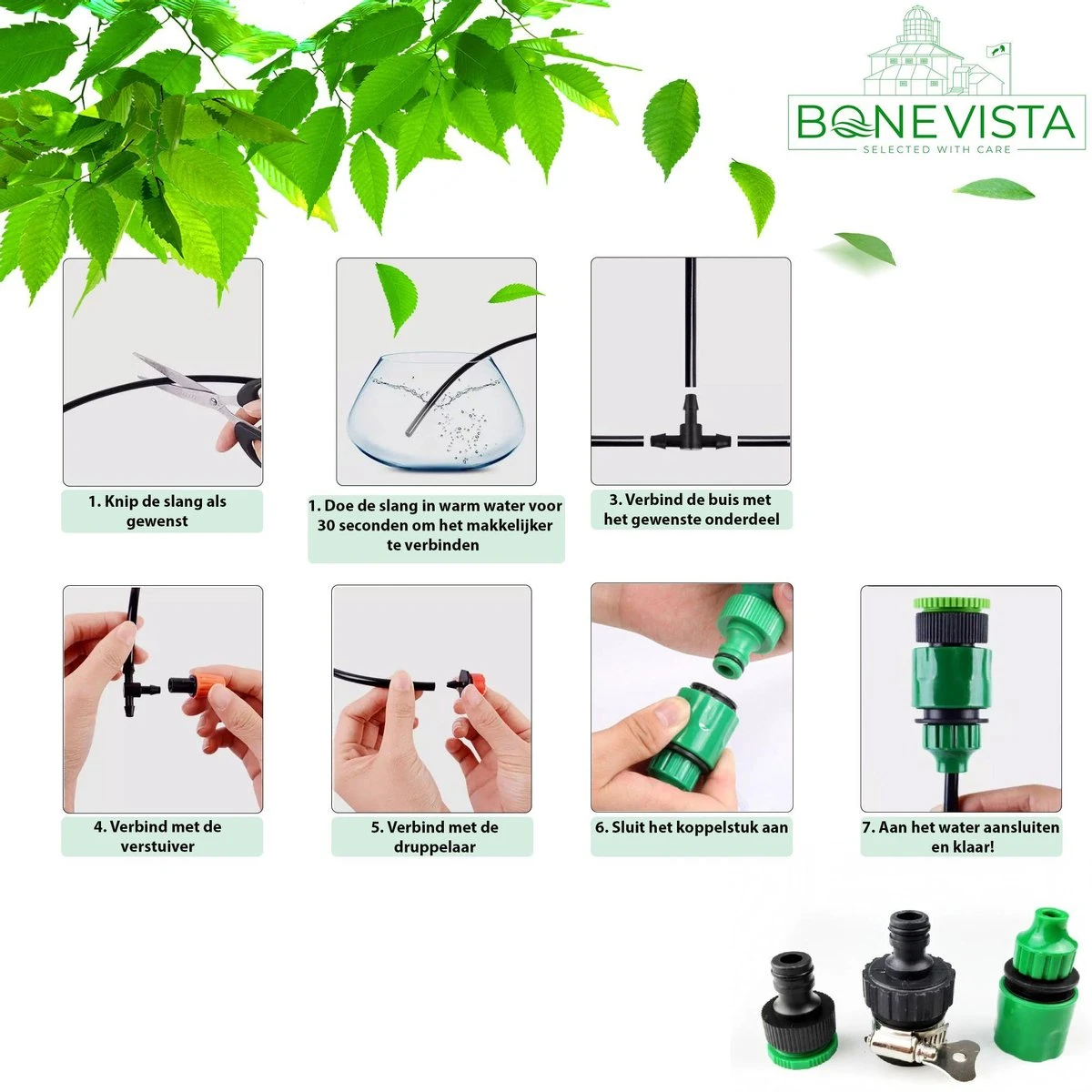 Bone Vista® 155 Stuks Water Druppelslang Irrigatiesysteem Tuin – Bewateringssysteem & Druppelsysteem - Afbeelding 7