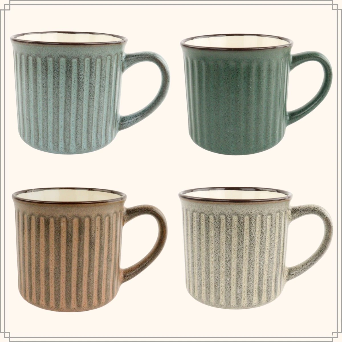 OTIX Koffiekopjes - Met Oor - Set Van 4 - Aardewerk - 250 Ml