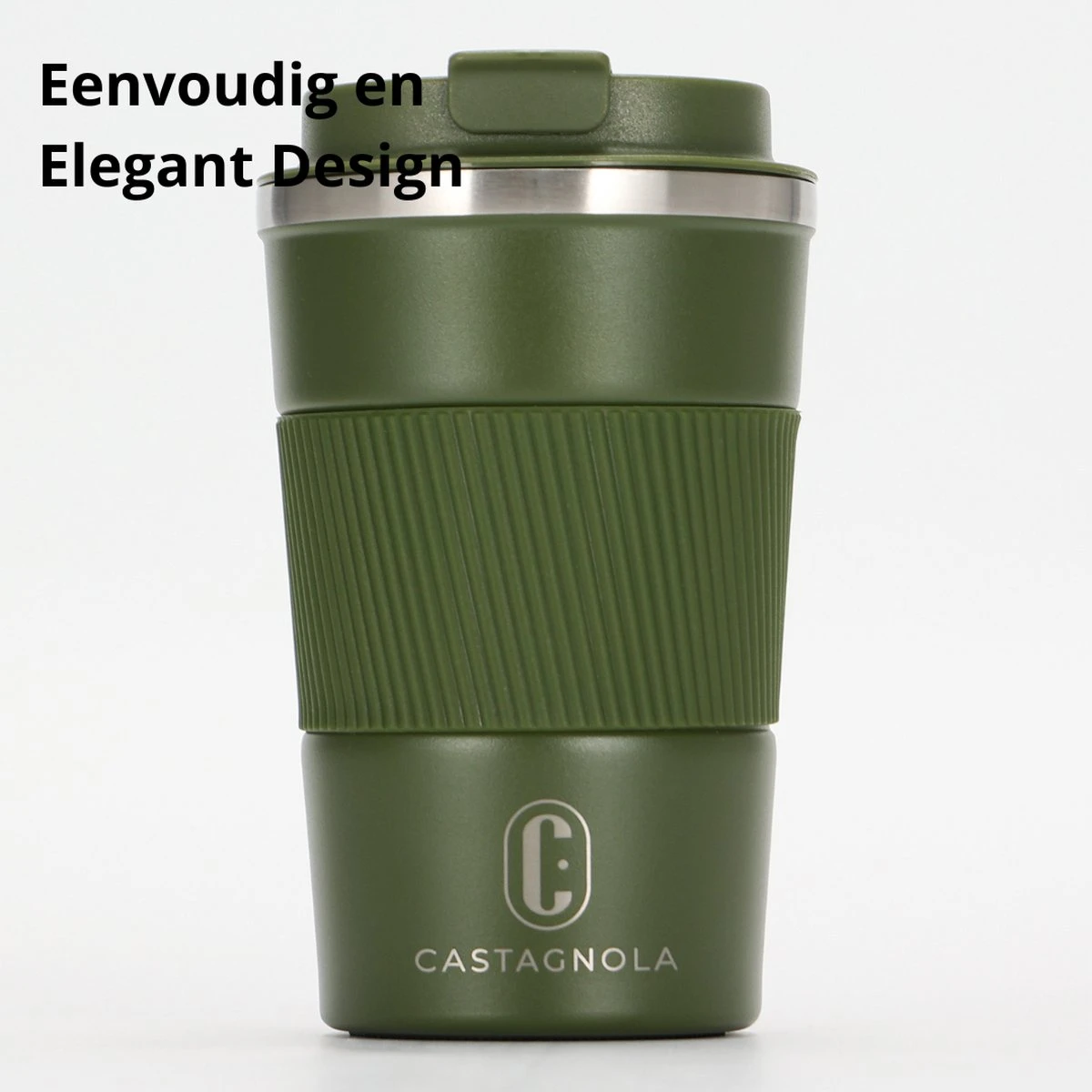 Castagnola Design RVS Koffiebeker To Go - Groen - 380ml - Thermosbeker - Theebeker - Afbeelding 2