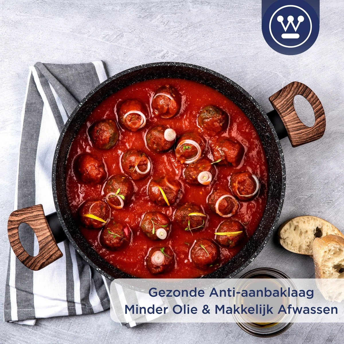 Westinghouse Hapjespan Inductie - Ø 32 Cm - Zwart Marmer - Speciale Editie - Met Deksel - Afbeelding 8