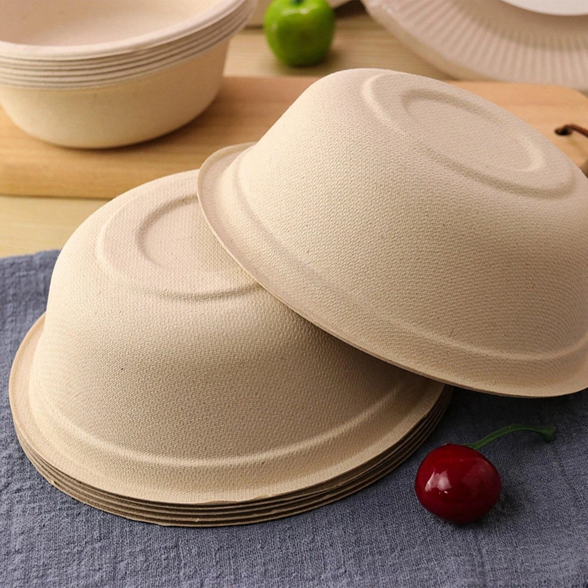 BIO Wegwerp Soepkommen 50 Stuks - Schaaltje Suikerriet 400ml - Natuur - Afbeelding 4