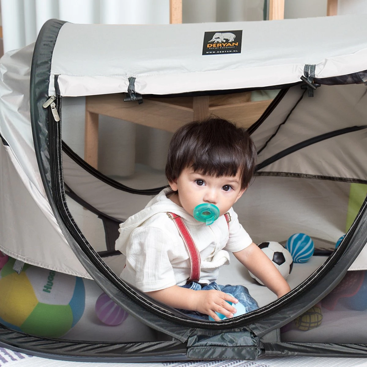 Deryan Shane Luxe 2023 Campingbedje - Baby Tent - Anti-UV 50+ - Peuterbed - Silver - Afbeelding 4