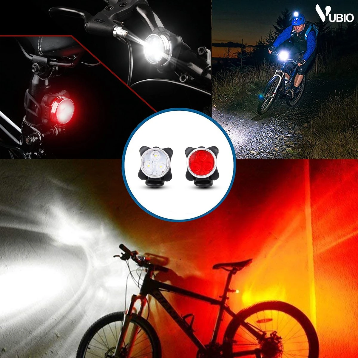 VUBIO LED Fietsverlichting USB Oplaadbaar - Waterdichte Fietslampjes - Afbeelding 7