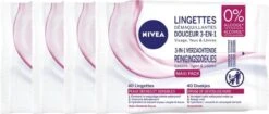 Nivea 3 In 1 Verzachtende Reinigingsdoekjes - Droge En Gevoelige Huid - Zonder Alcohol - 4 X 40 Stuks