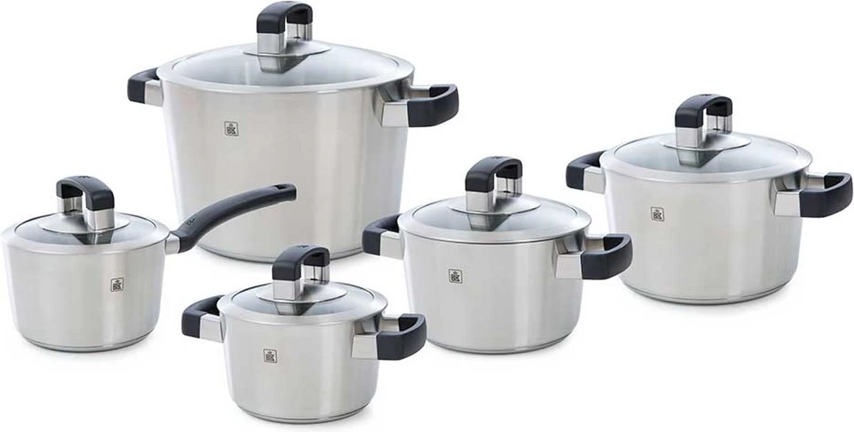 BK Conical Cool Glas Pannenset - 5-delig - Glazen Deksels - Geschikt Voor Alle Warmtebronnen