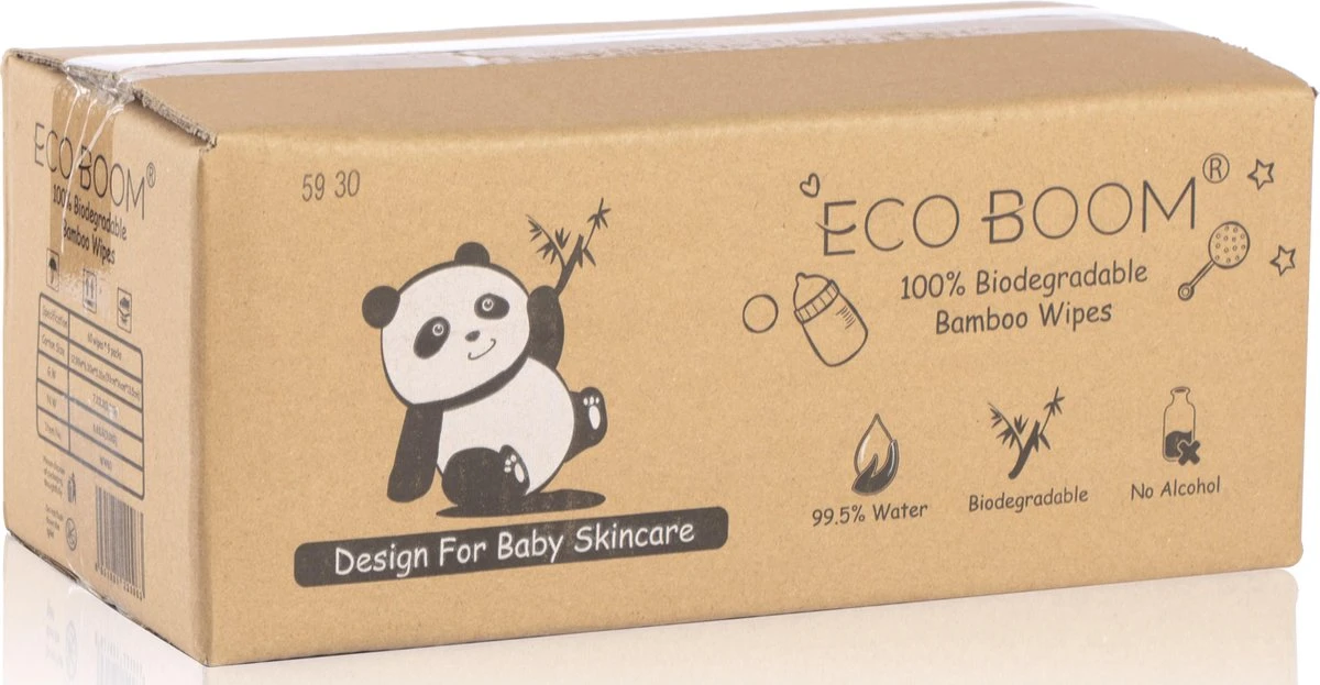 ECOBOOM Bamboo Eco Billendoekjes 9 Pakken (540stks) - 99,5 % Water - Bambo Luierdoekjes - Eco Huiddoekjes - 100 % Afbreekbaar - Bamboe Gezichtdoekjes - Afbeelding 4