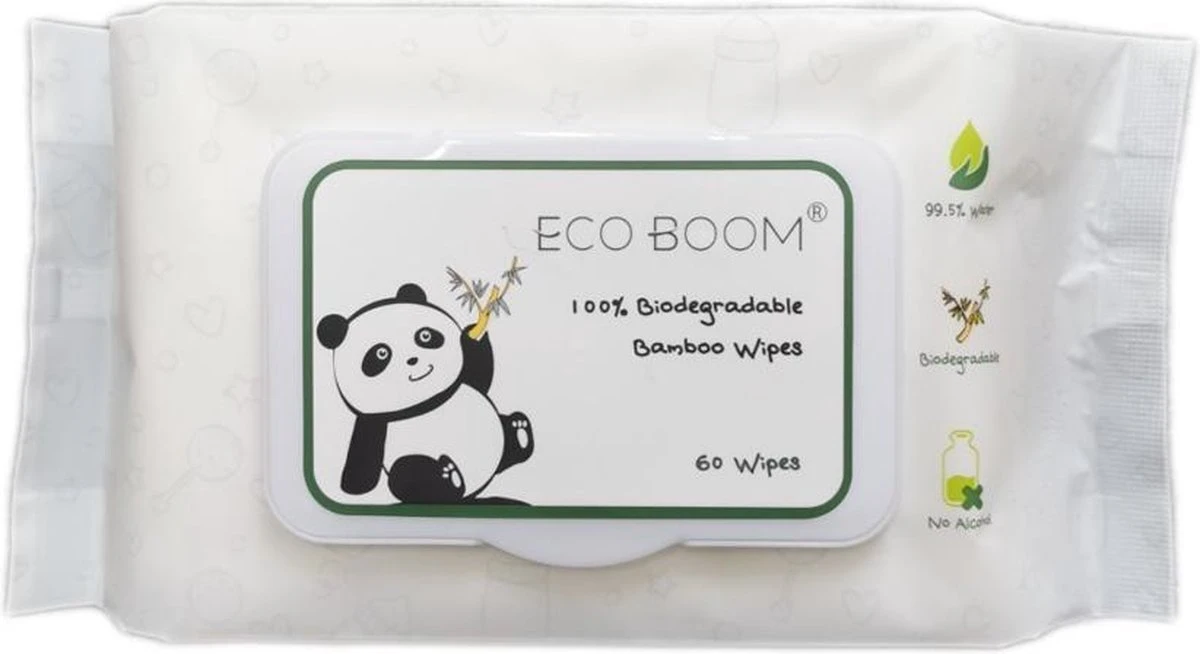 ECOBOOM Bamboo Eco Billendoekjes 9 Pakken (540stks) - 99,5 % Water - Bambo Luierdoekjes - Eco Huiddoekjes - 100 % Afbreekbaar - Bamboe Gezichtdoekjes - Afbeelding 2