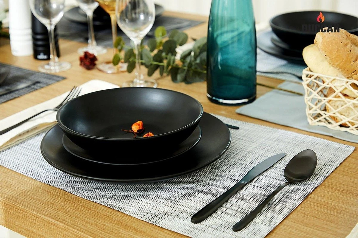 Buccan Borden Set - Matt Onyx - Zwart - 18pcs - Afbeelding 2