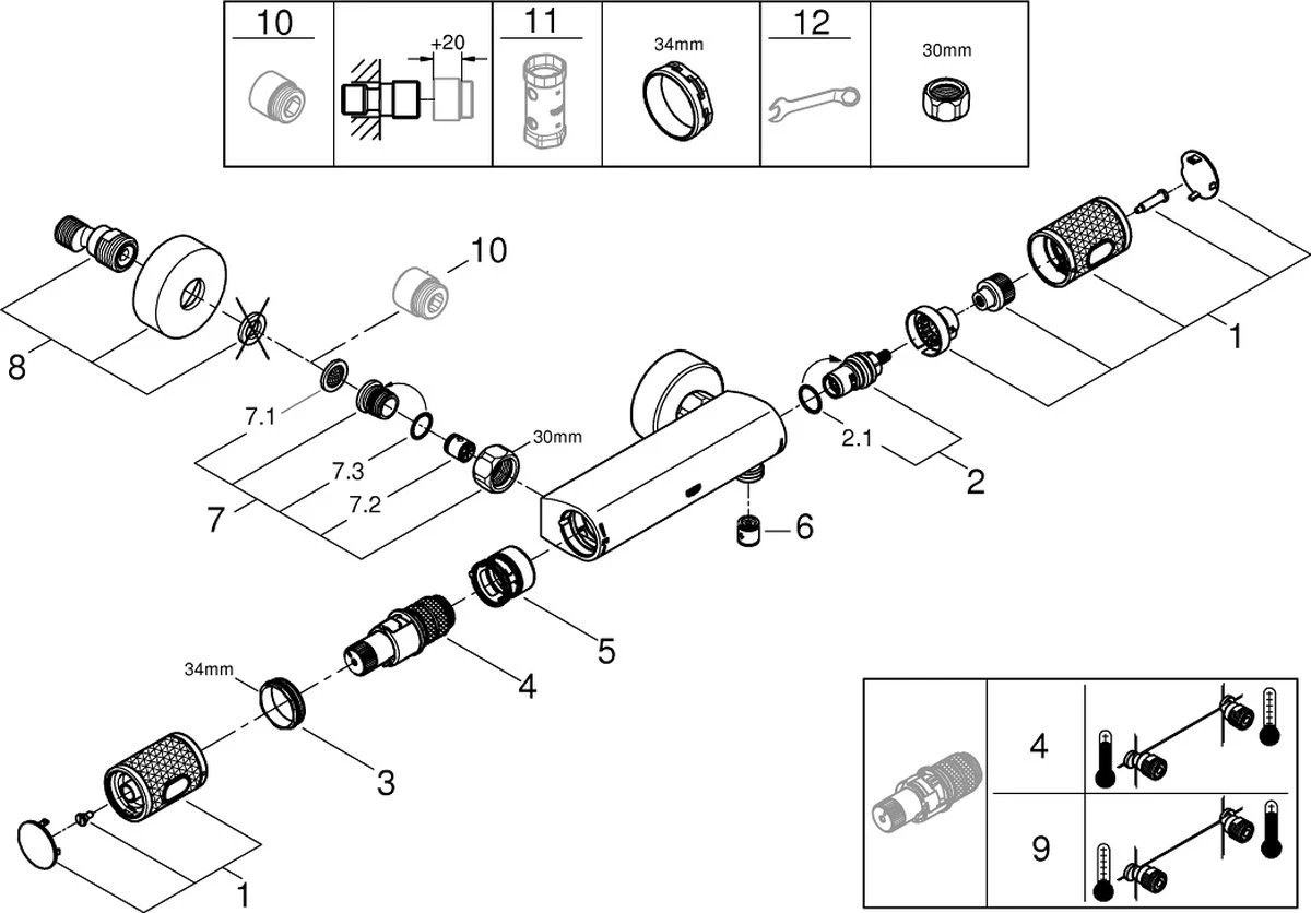 GROHE QuickFix Precision Feel Thermostatische Douchekraan - EcoJoy - CoolTouch - Incl. Koppelingen - 15 Cm - 34790000 - Afbeelding 5