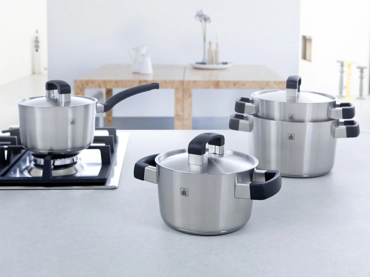 BK Conical Cool Glas Pannenset - 5-delig - Glazen Deksels - Geschikt Voor Alle Warmtebronnen - Afbeelding 2