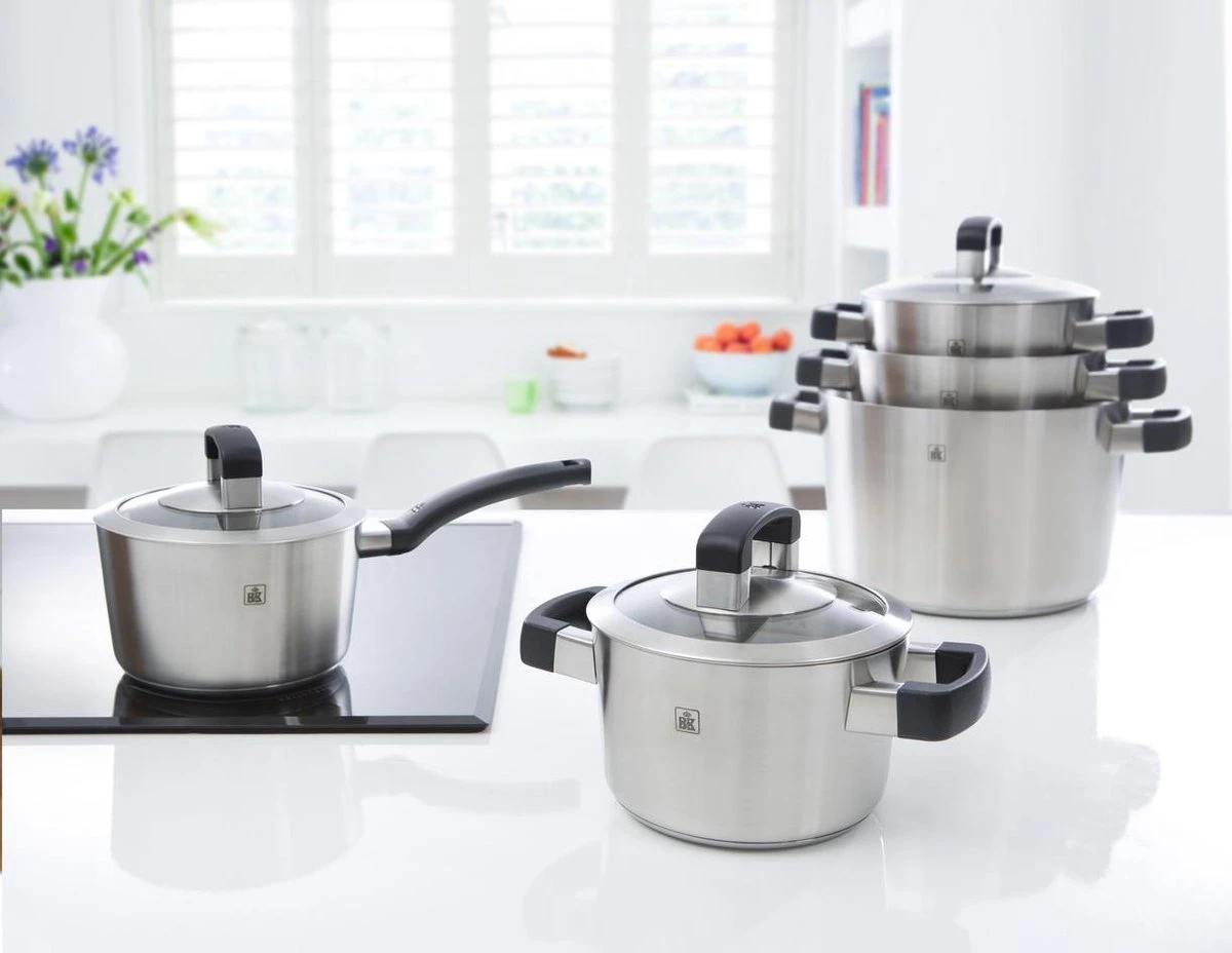 BK Conical Cool Glas Pannenset - 5-delig - Glazen Deksels - Geschikt Voor Alle Warmtebronnen - Afbeelding 14