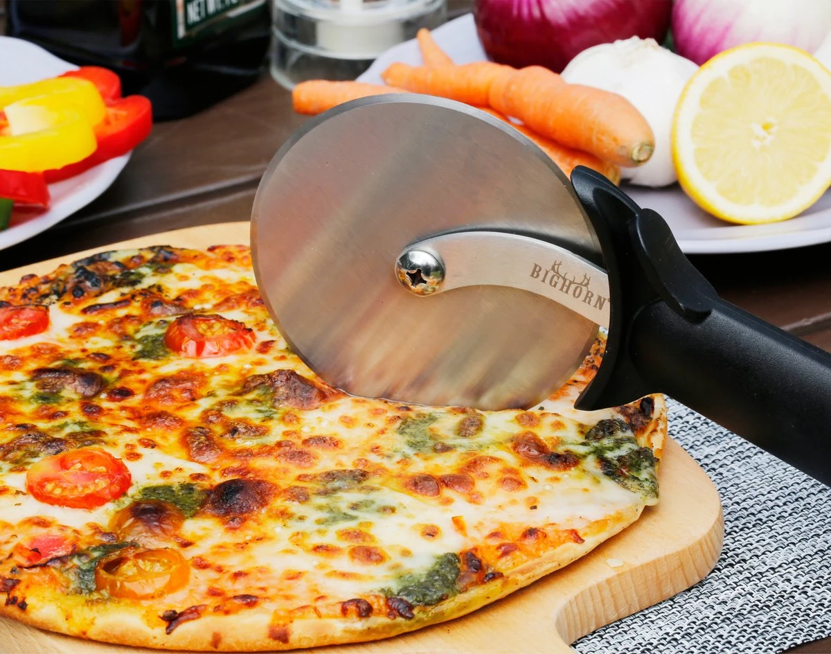 Bighorn Pizzaschep Voor BBQ En Oven-Inklapbare Handgreep -Pizzasnijder- Edelstaal -geschikt Als Broodschep En Ovenschep - SRPT01 - Afbeelding 5