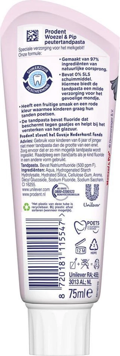 Prodent Kids 0-6 Jaar Woezel & Pip Tandpasta - 12 X 75 Ml - Voordeelverpakking - Afbeelding 4