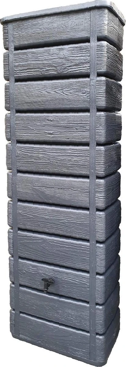 Regenton Muurtank, Grandval 300L, Antraciet Kunststof, Imitatiehout, Met Gootaansluitset Inbegrepen