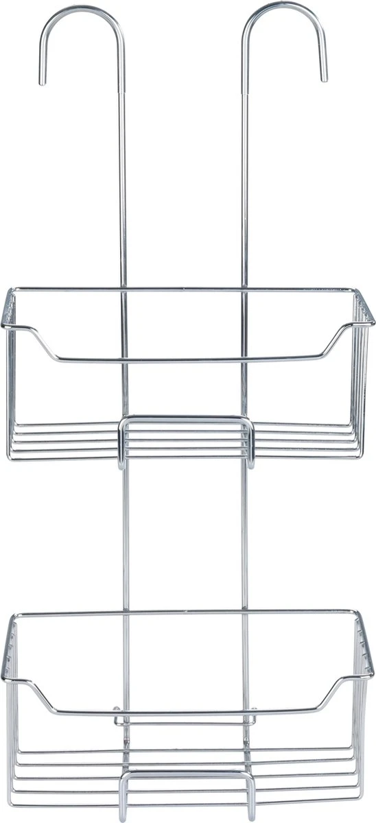 WENKO Doucherek Milo 2-laags 25x55cm RVS Glanzend - Doucherek Zonder Boren - Doucherek Hangend