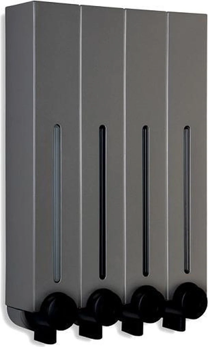 Aquathof, Zeepdispenser, RVS Kleur, 4 Kamer, 4 Reservoirs, 4x500ml, Hangend - Wandmontage