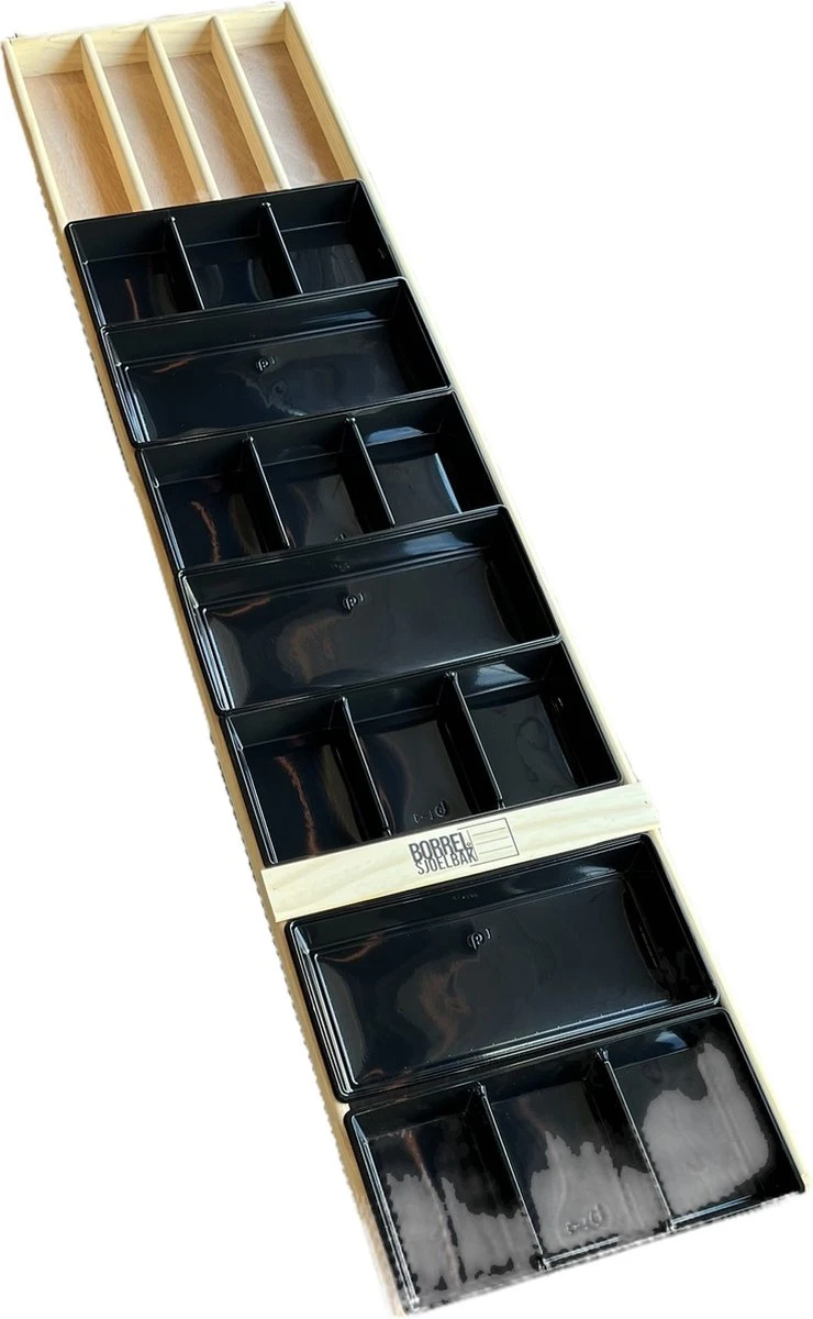 Sjoelbak - Borrelsjoelbak - Hapjesplank - Borrelplank - Mini Sjoelbak 120 Cm Met Zwarte Bakjes - Kleine Sjoelbakken - Afbeelding 2