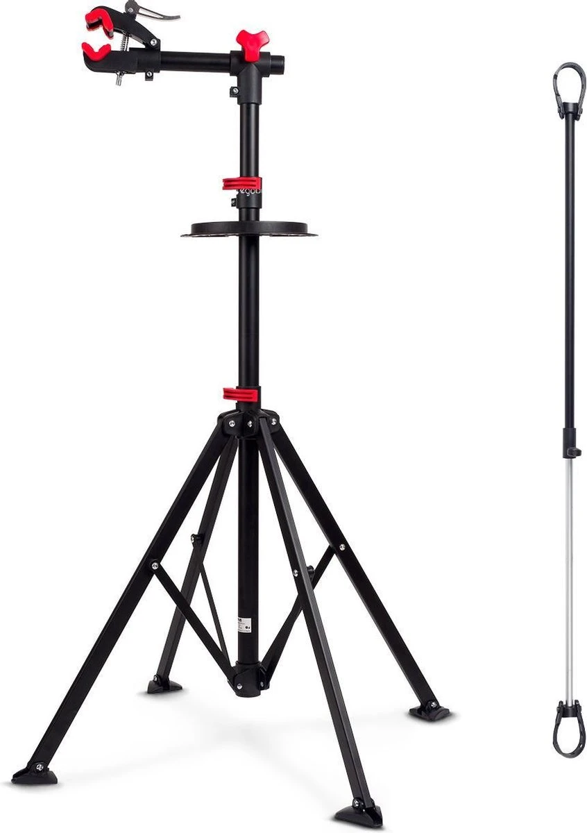 LifeGoods Fiets Montagestandaard - Fietsreparatie Racefiets / MTB - Incl. Stuurhouder - Zwart/Rood - Afbeelding 2