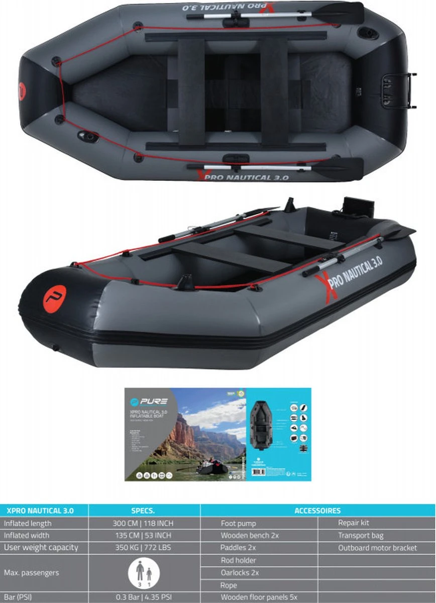 Opblaasboot Vissersboot Xpro Nautical 3.0 - 3 Tot 4 Personen - 300x135 Cm - Afbeelding 5