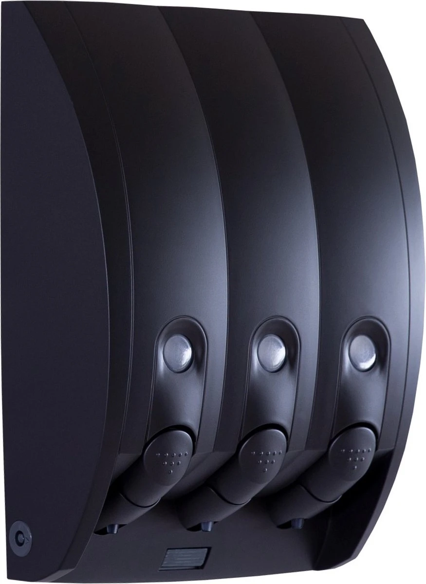 Aquathof, Zeepdispenser, Mat Zwart, 3 Kamer, 3 Reservoirs, 3x350ml, Hangend, Wandmontage