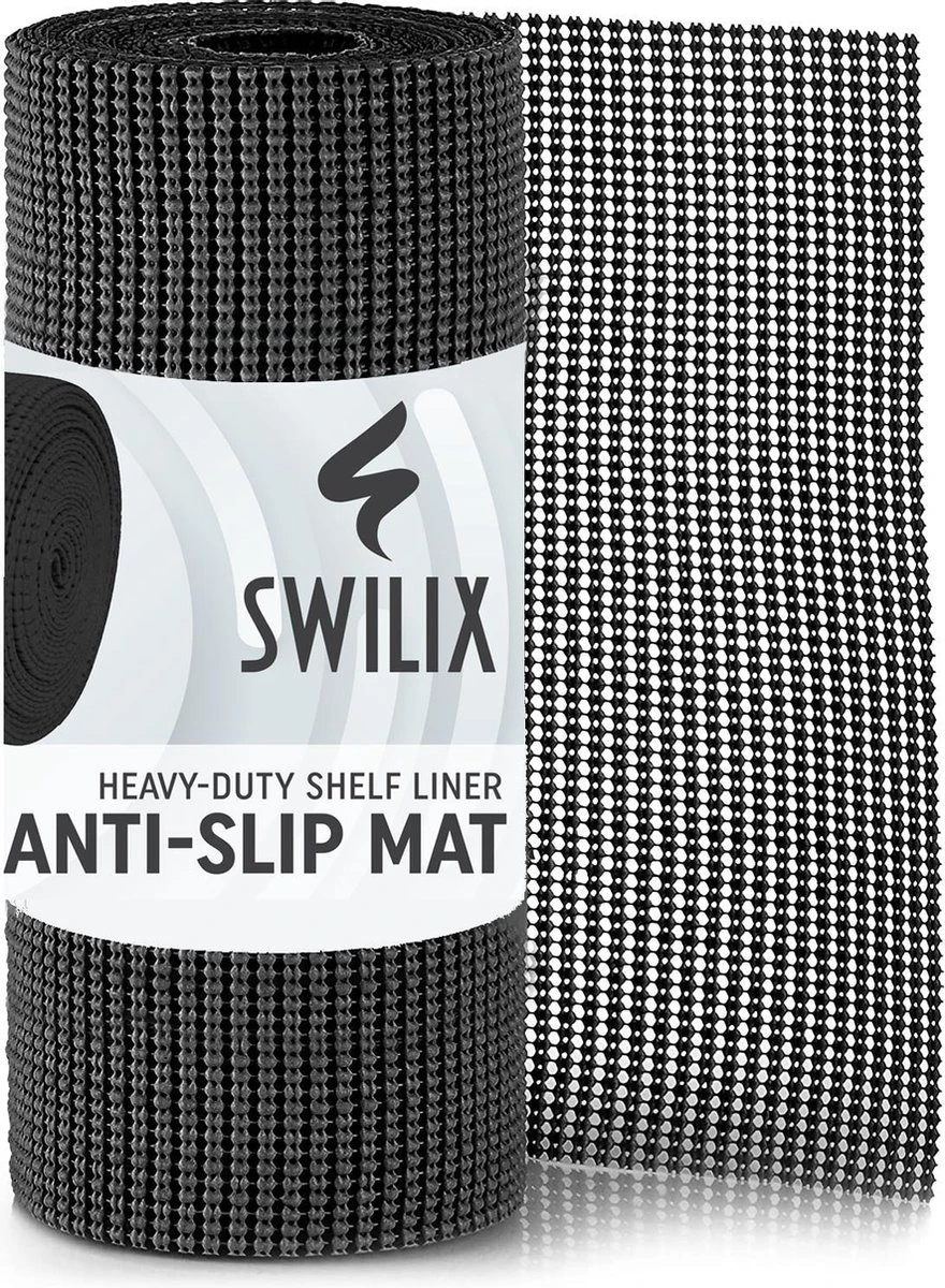 SWILIX ® Antislipmat Voor Kasten En Lades, Douchemat - Badkamermat - Badmat, Dienblad, Vloer - 4 Meter Rol - Anti Slip Mat - 400 X 30 Cm - Zwart - Afbeelding 10